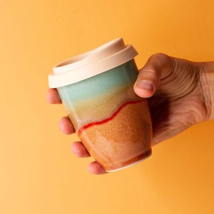 Green Ceramic Glazes: Coral Dreaming Ceramic Travel Cup