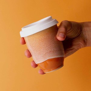 Solar Fired Cups: Desert Ochre Ceramic Travel Cup