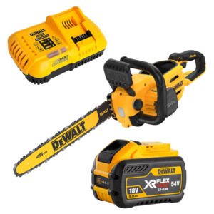 Gardening Power Tools: Combo Kit - DeWalt 54V 9.0Ah FlexVolt Li-ion Cordless Brushless 450mm (18") Chainsaw DCMCS574X1-XE