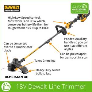 Gardening Power Tools: Bare unit W/OUT batteries - DeWalt DCMST561N-XE 18V XR Li-ion Cordless Brushless Split Shaft Line Trimmer