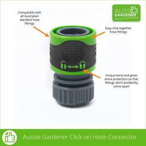 Aussie Gardener click on hose connector with lock
