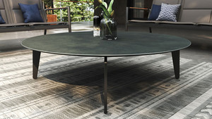 Delores 120cm dia ROUND Ceramic Coffee table (TWO COLOURS: Carbon or Grigio)