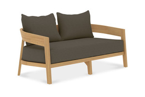 Veneto Teak Outdoor Sofa 2-Seater with Sunbrella Cushions in Cast Slate