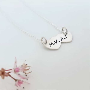 Products: Double the Love - Double Heart Bar Necklace - Precious Imprints