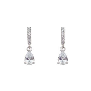 Grace 'Simplicity' Silver Pear Drop Earrings | Silver CZ RH