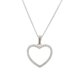Grace 'Love' Floating Heart Necklace | Silver CZ RH