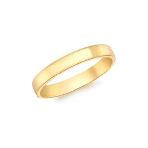 Wedding Anniversary Bands: 9k Yellow Solid Gold Plain Band Ring (N)