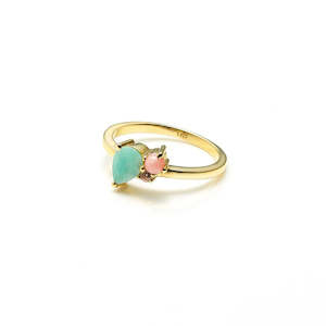 Fashion Rings: Silk + Steel | Bloom | Ring | Amazonite, Rose Quartz, Pink Opal + Gold
