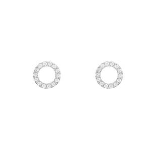 Grace 'Harmony' Petite Circle Stud Earrings | Silver CZ RH