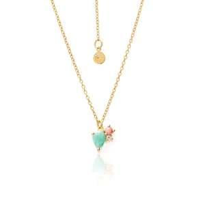 Necklaces Pendants: Silk and Steel | Bloom | Amazonite, Rose Quartz and Opal | Gold Plated | Necklace
