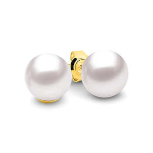 Pearls: Allura Cosmic Moon 9ct Gold 7mm Round Pearl Studs