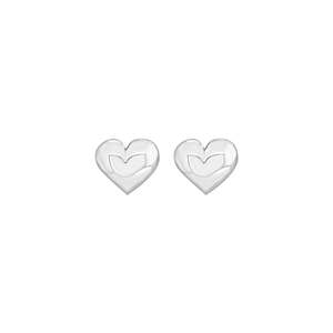 Celesti Sterling Silver Puff Heart Stud Earrings | Silver