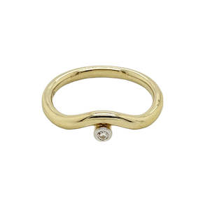 Dress Rings: 9ct Yellow Gold Bezel-Set Diamond Wave Ring