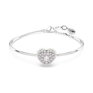 On Sale: Swarovski Hyperbola Heart Bangle | Rhodium Plated