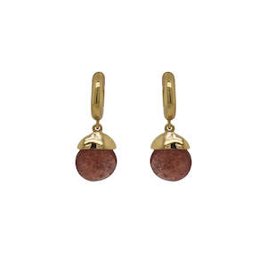 Luna 'Euporie' Strawberry Jade Gold Earrings