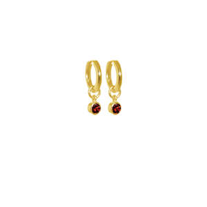 Evolve | January | Huggies | Gold | Garnet Earrings