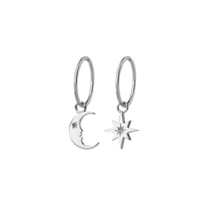 Karen Walker: Karen Walker Crescent Moon & Star Sleepers | Sterling Silver