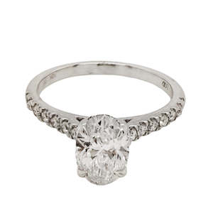 10k White Gold Oval Diamond Ring