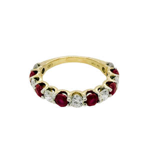 10K Yellow Gold Ruby & Diamond Band