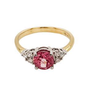 18k Bi-Tone Pink Spinel & Diamond Ring
