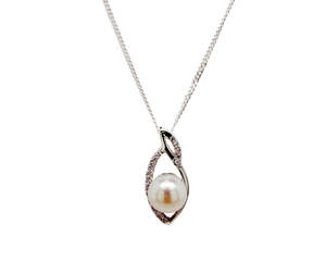 Timeless Freshwater Pearl Pendant with Cubic Zirconia