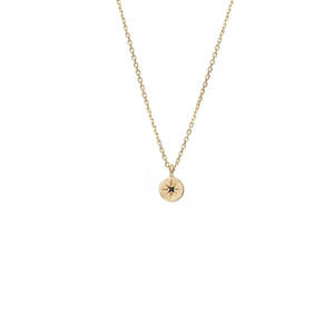 Silk & Steel Petite North Star Necklace Black Diamond + Gold