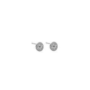 Silk & Steel Petite North Star Stud Earrings Black Diamond + Silver