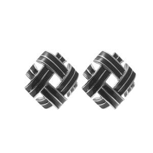 Silk & Steel Relique Earrings Black Enamel + Silver
