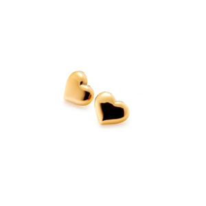 Silk & Steel Valentina Large Puff Heart Studs - Gold Plated