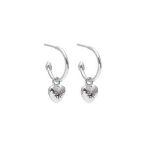Silk & Steel Petite Puffed Heart Ruby Hoops