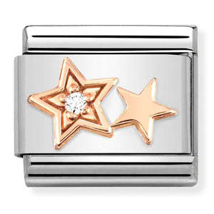 Nomination Double Star CZ 9K Rose Gold Composable Link