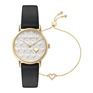 Ted Baker Staciie Hearts Black Leather Watch