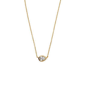 Gold and East/West Pear Diamond Necklace