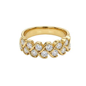 Contemporary Gold & Diamond Band
