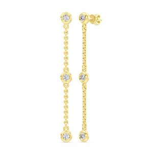 Fine Jewellery: Gold and Diamond Stationed Drop Earrings