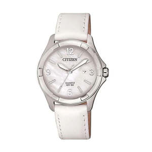 Ladies Mother of Pearl Dial Citizen Watch on White Leather Strap