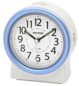Rhythm Alarm Clock Super Silent - White and Blue