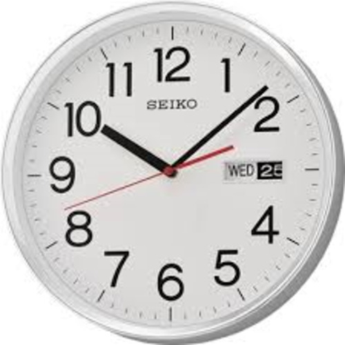 Wall Clocks 1: Seiko Chrome Wall Clock with Day/Date