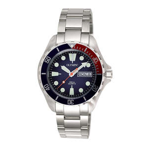 Olympic: Olympic Classic Dive Watch with Steel Bracelet - Blue