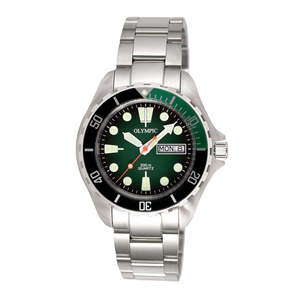 Olympic Classic Dive Watch with Steel Bracelet - Green