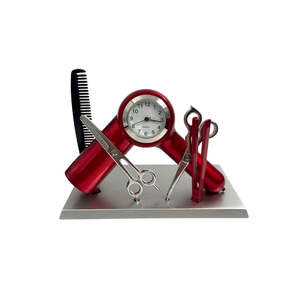 Collectable Clocks: Collectable Clock - Hairdresser Set Red