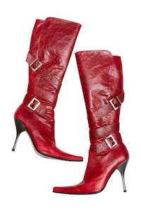Shoes: #245 FLUXA red high heel boots | c. 159 | size 8