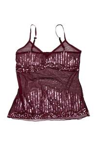 Tops: #53 burgundy mesh sequinned cami | c. 162 | size 8