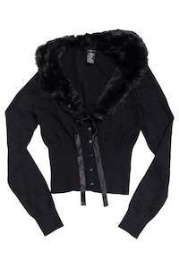 Jackets: #155 Eyeshadow black fluffy collared cardigan | c. 162 | size 8