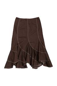 #239 Live a Little brown ruffle midi skirt | c. 163 | size 12