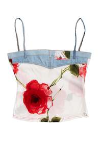 Tops: #21 rose denim trim cami | c. 165 | size 8