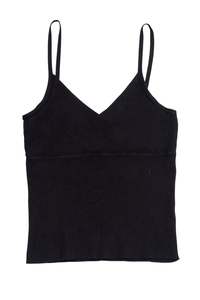 Lingerie: Etam Spaghetti Strap Ribbed Knit Camisole Black | c. 167 | Size 10