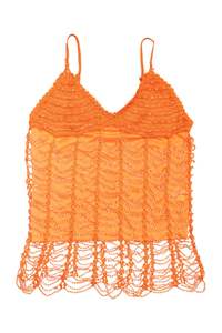 Frontpage: #12 Baolijia Beaded Crochet Camisole Top Orange | c. 172 | Size 10