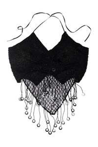 Frontpage: #13 Cono's Beaded Halter Crop Top Black | c. 172 | Size 12