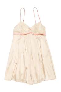 #120 Elle Macpherson Intimates Satin Lace Babydoll Chemise Beige | c. 171 | Size 10